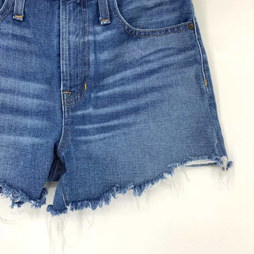 Madewell The Perfect Jean Short Cut Off Denim Shorts Womens Size 25 Medium Wash